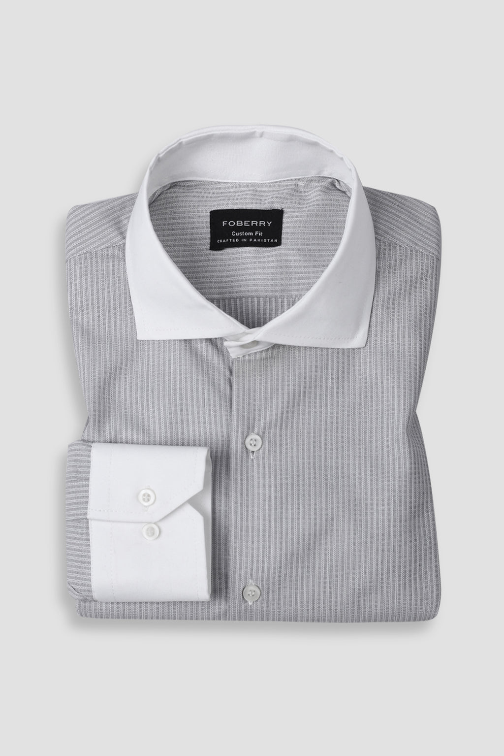 Grey Structured Pinstriped Shirt