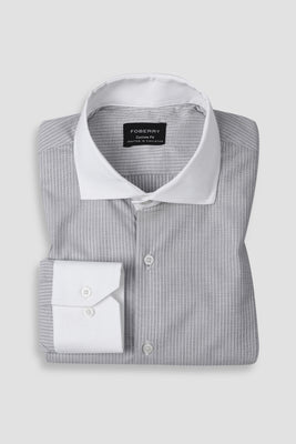 Grey Structured Pinstriped Shirt