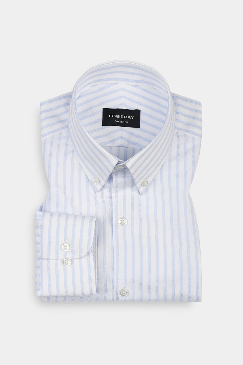 Sky Blue Structured Striped Shirt
