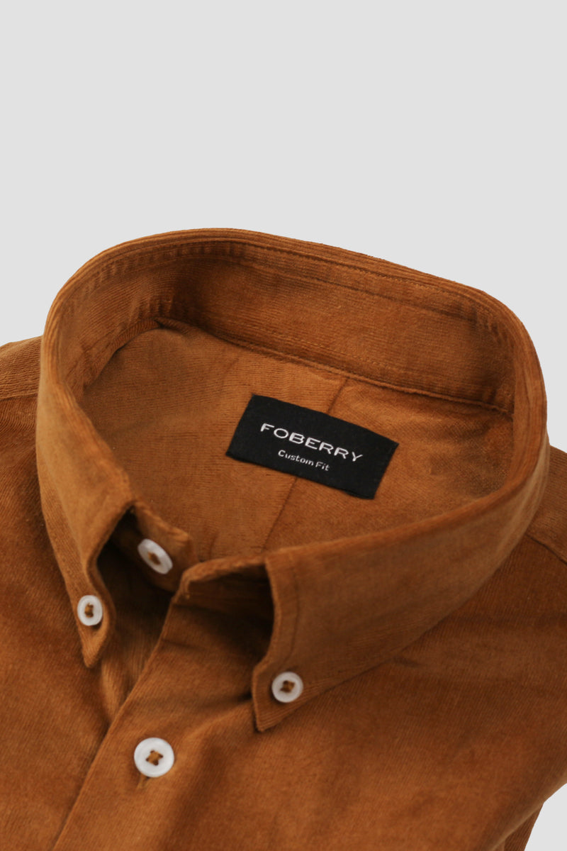 Tan Brown Corduroy Shirt - Foberry Pakistan