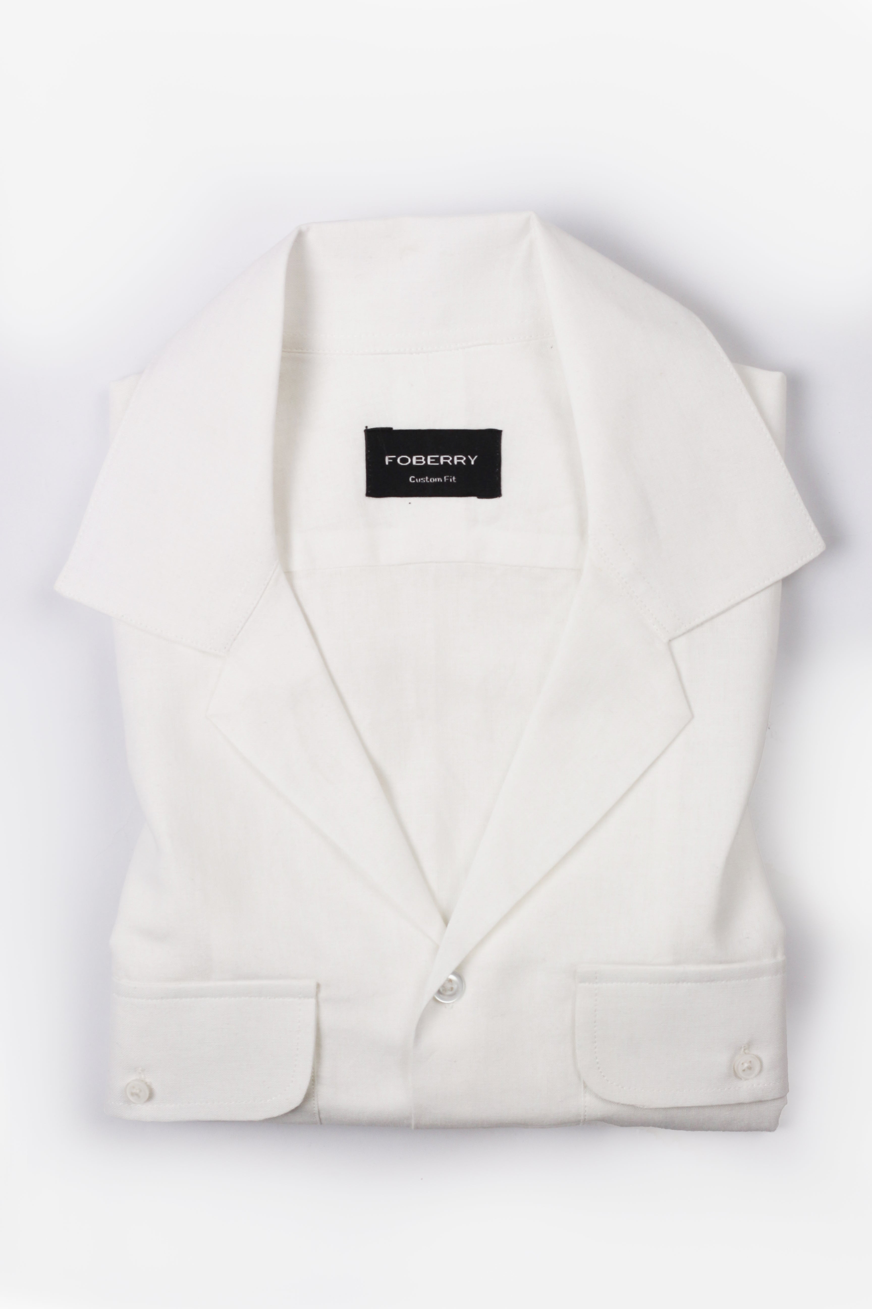 White Linen - Safari Shirt - Foberry Pakistan