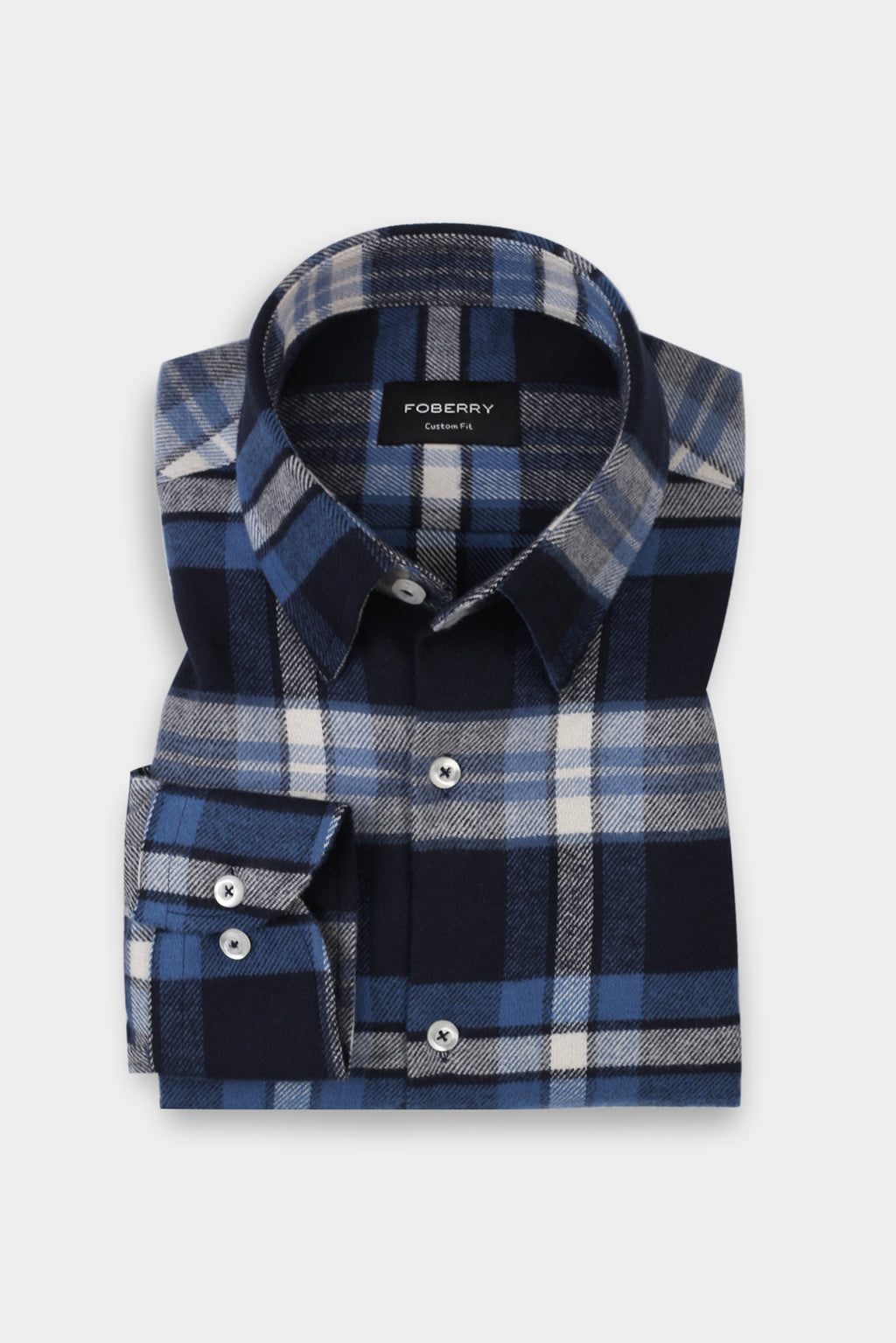 Soft Azure Blue Tartan Winter Flannel Shirt