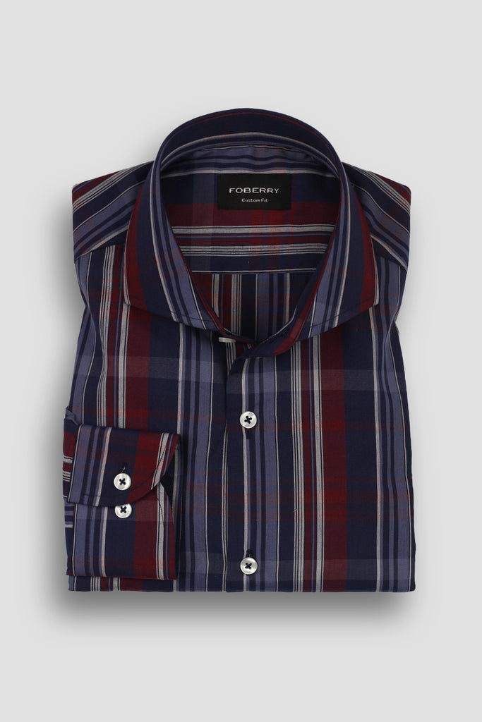 Blue & Red Barcode Stripes Shirt