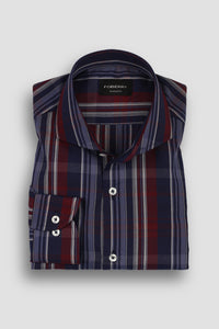 Blue & Red Barcode Stripes Shirt