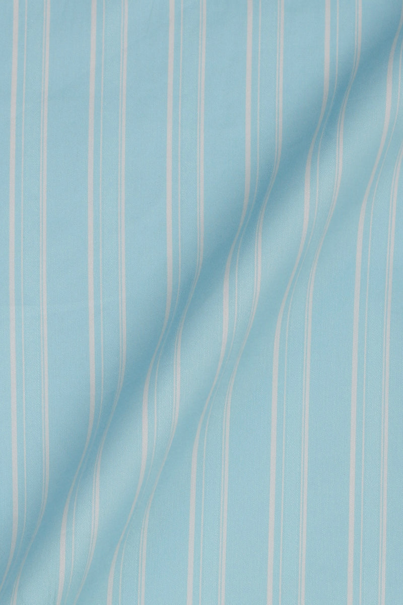 Aqua Blue Parallel Striped Shirt