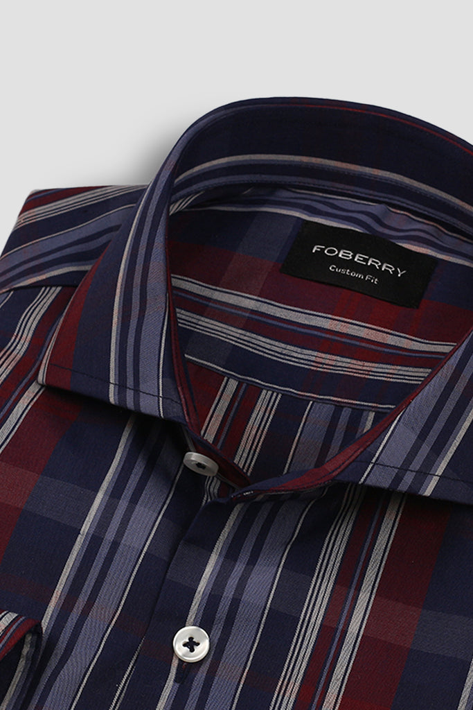 Blue & Red Barcode Stripes Shirt