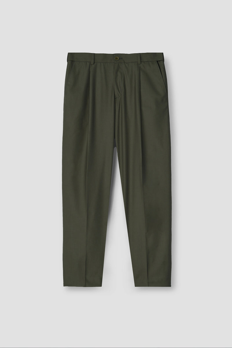 Olive Green Tropical Wool Blended Dress Pant