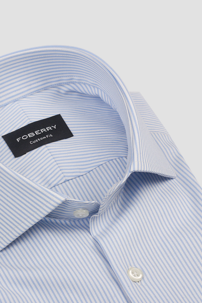 Sky Blue Pencil Striped Shirt