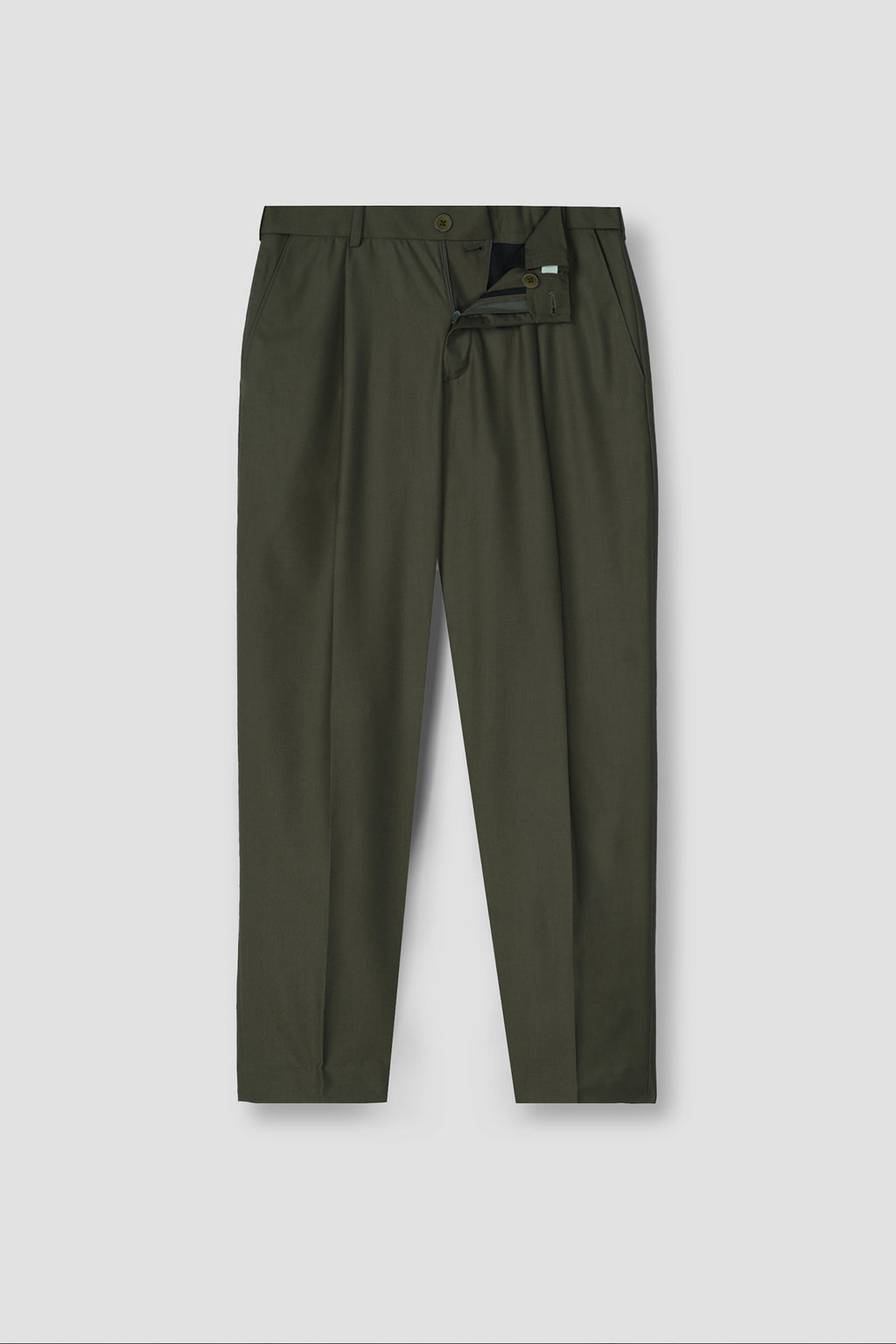 Olive Green Tropical Wool Blended Dress Pant
