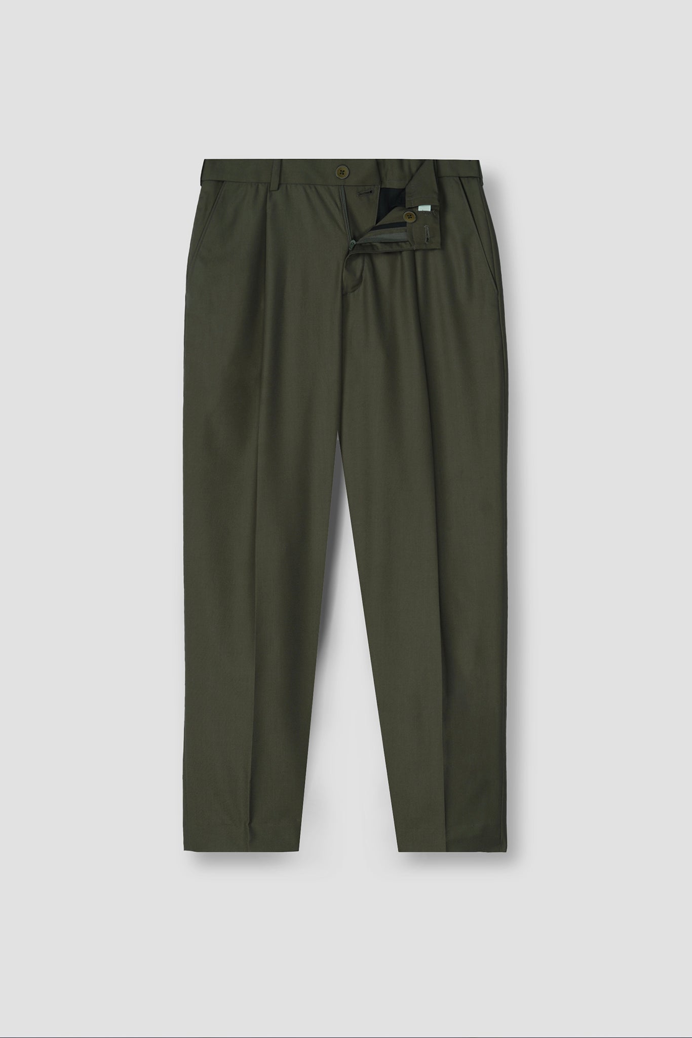 Olive Green Tropical Wool Blended Dress Pant