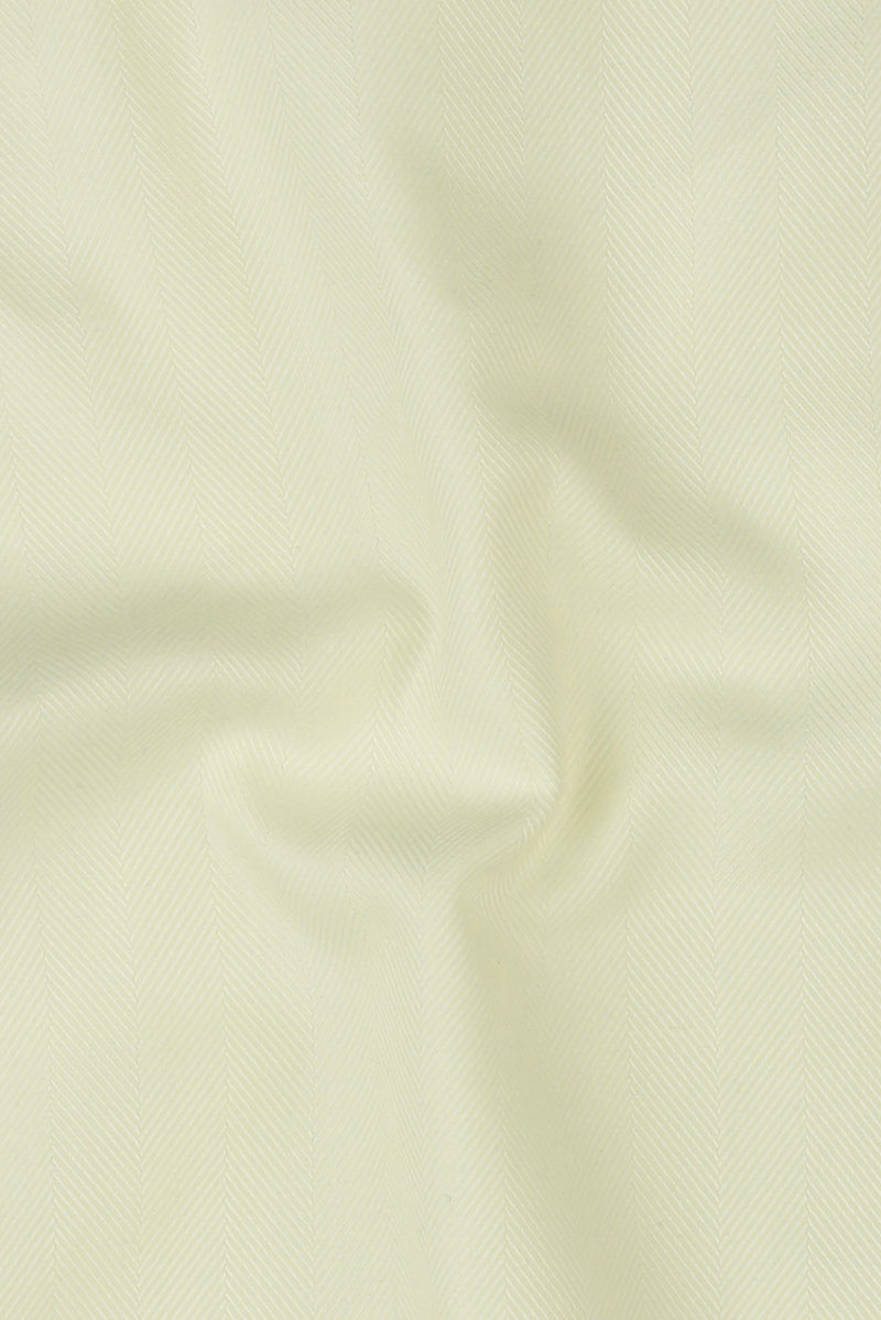 Pastel Yellow Herringbone Pin Collar Shirt
