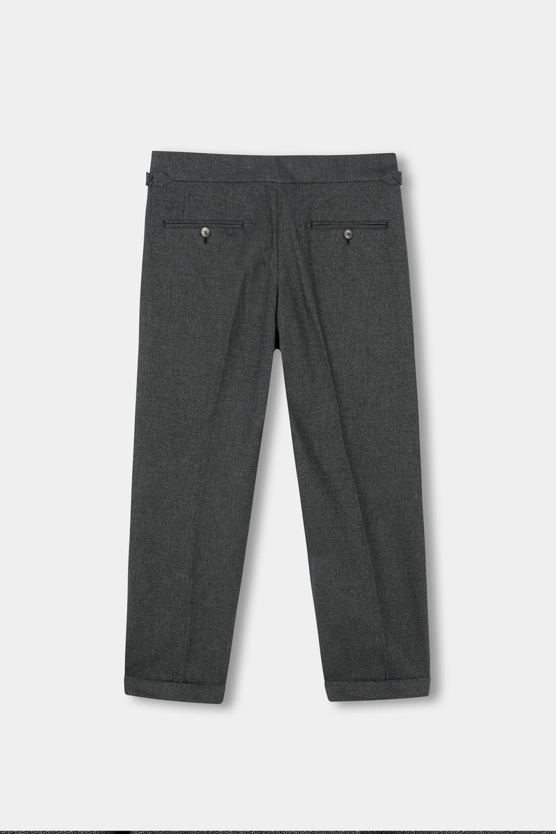 Grey Herringbone Flannel Gurkha Trousers
