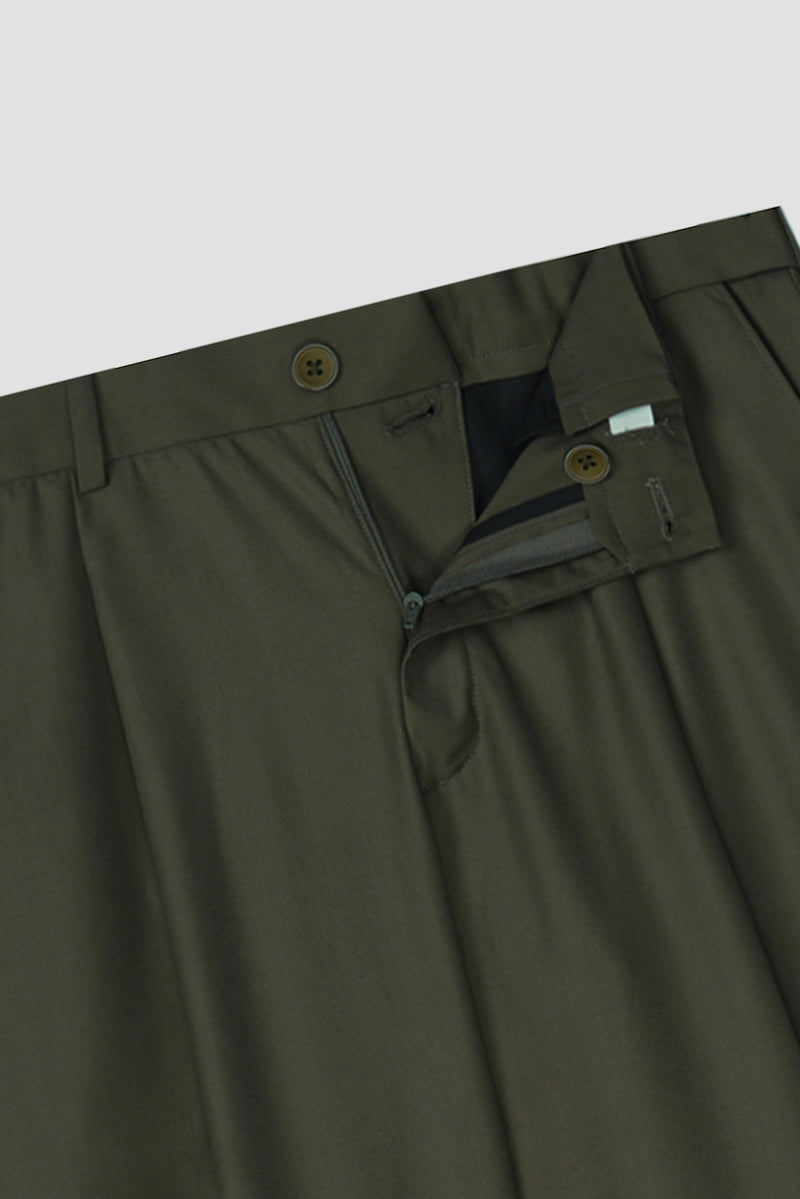 Olive Green Tropical Wool Blended Dress Pant