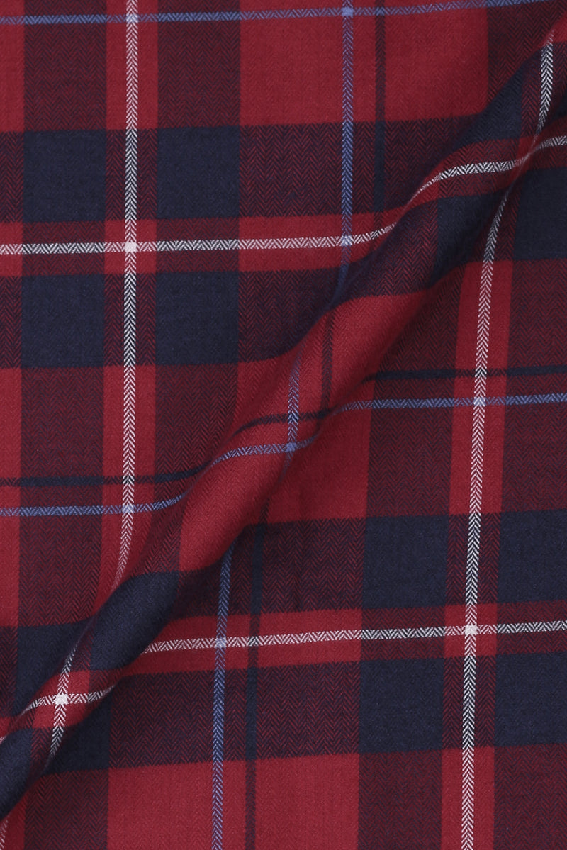 Multi Red Herringbone Tartan Winter Flannel Shirt