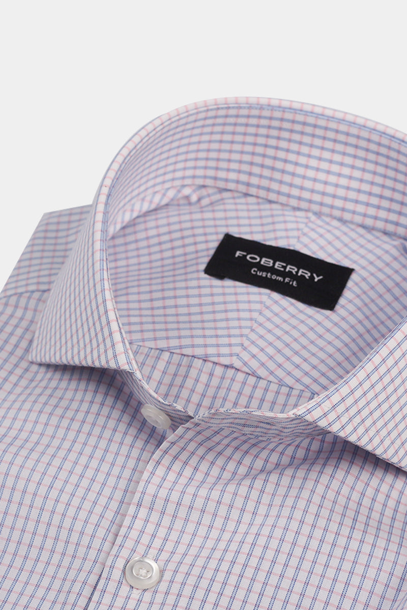 Pink Blue Tattersall Check Shirt