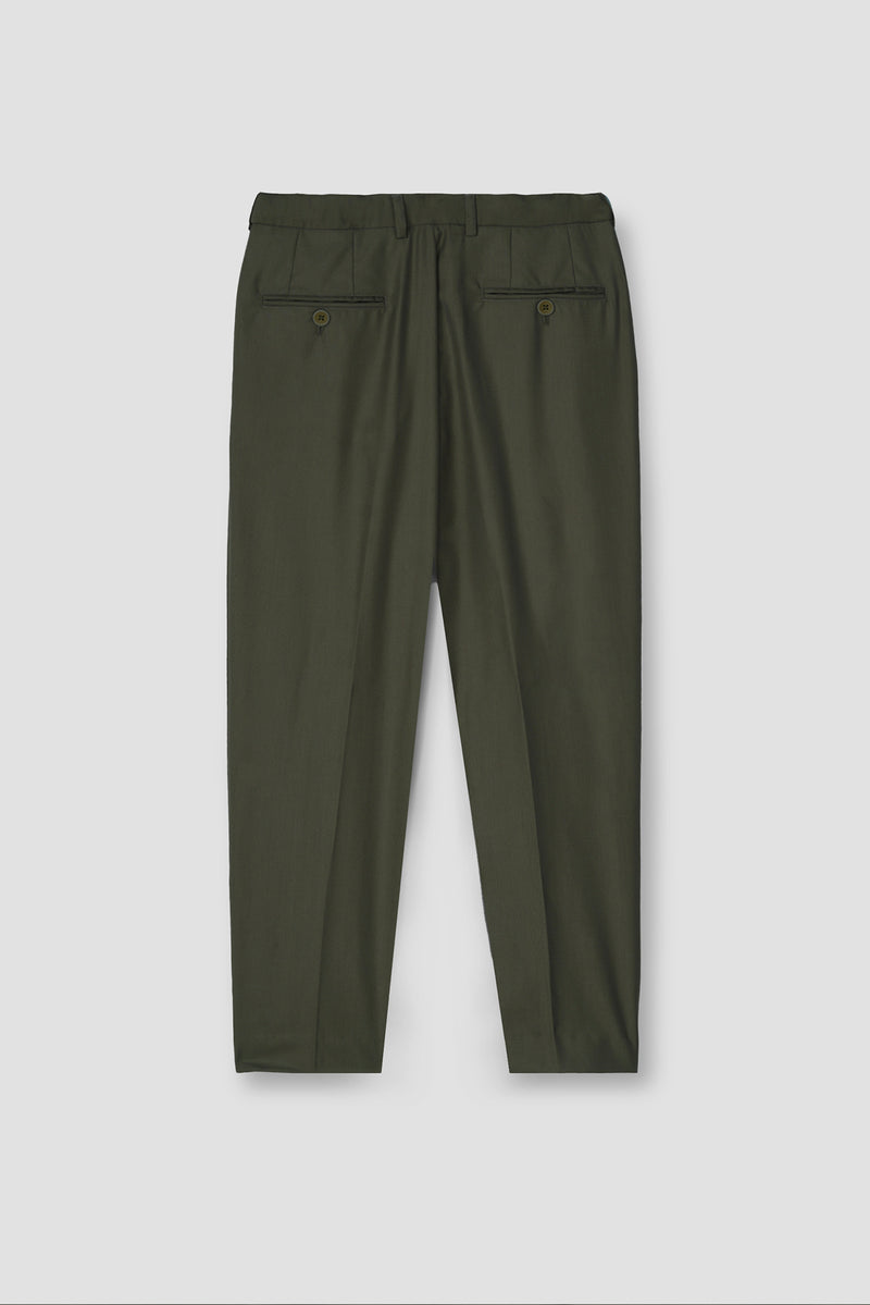 Olive Green Tropical Wool Blended Dress Pant