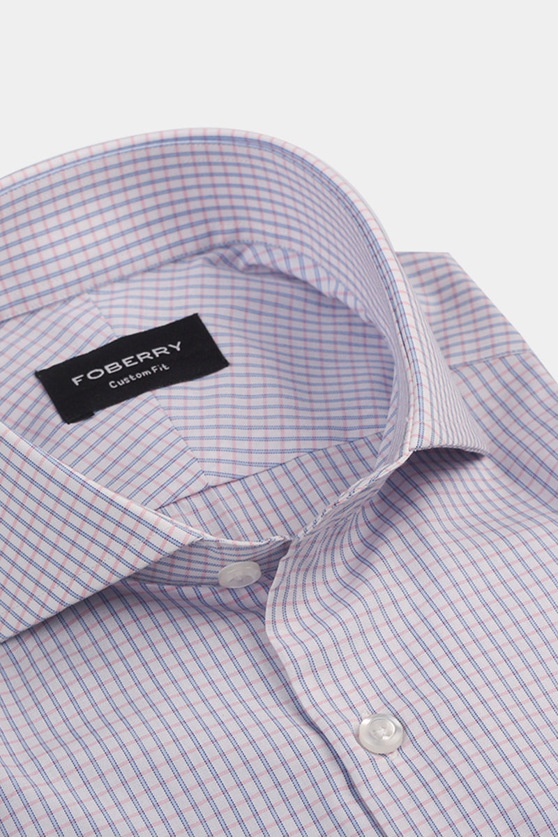 Pink Blue Tattersall Check Shirt