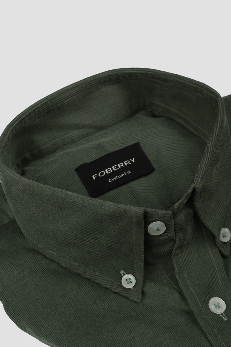 Pine Green Corduroy Shirt - Foberry Pakistan