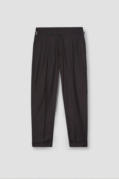 Chocolate Brown Tropical Wool Blended Dress Pant