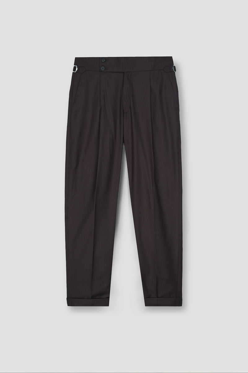 Chocolate Brown Tropical Wool Blended Dress Pant
