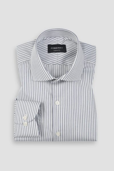 Midnight Blue With Green Parallel Striped Shirt