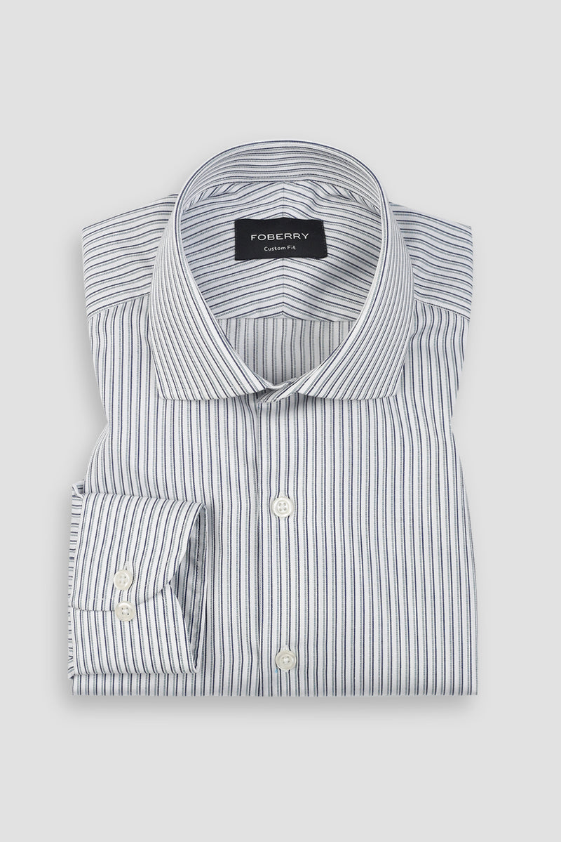 Midnight Blue With Green Parallel Striped Shirt