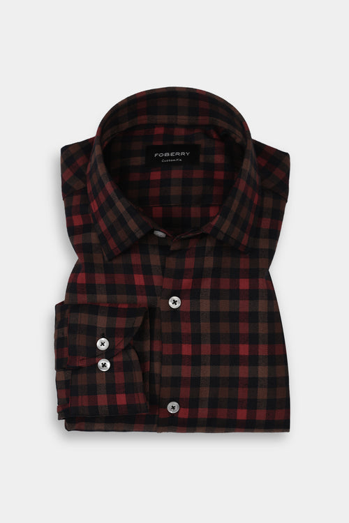 Black & Mustard Buffalo Check Winter Flannel Shirt