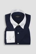 Dark Navy Blue Egyptian Shirt - Hidden Button Down Shirt