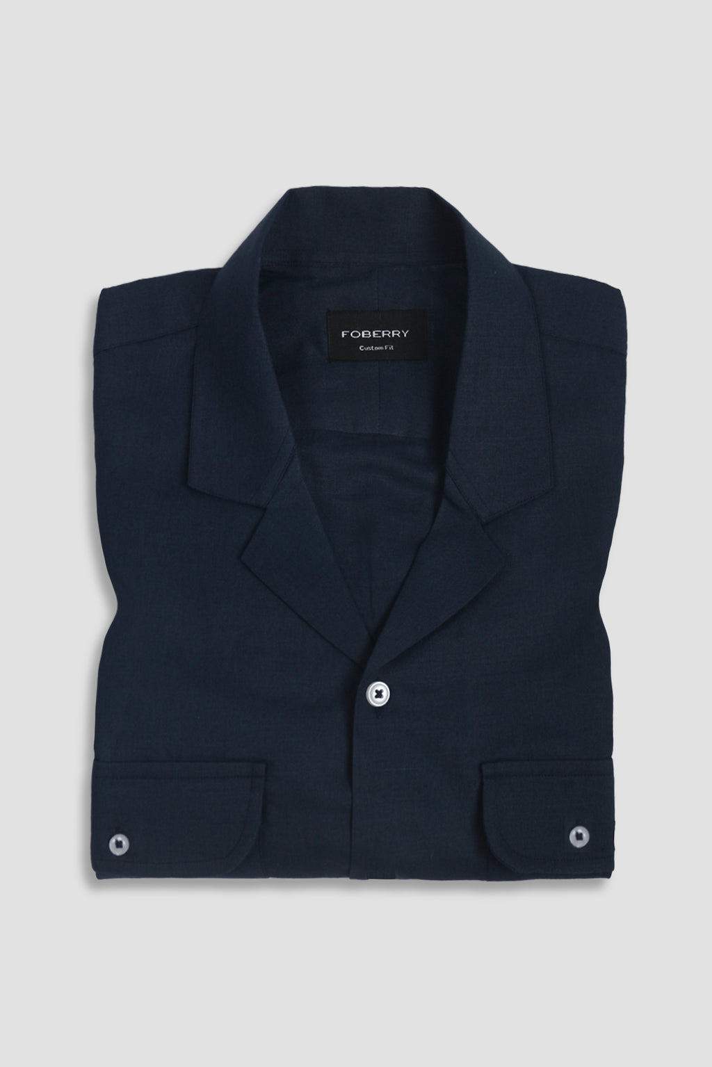 Navy Blue  Italian Linen - Safari Shirt