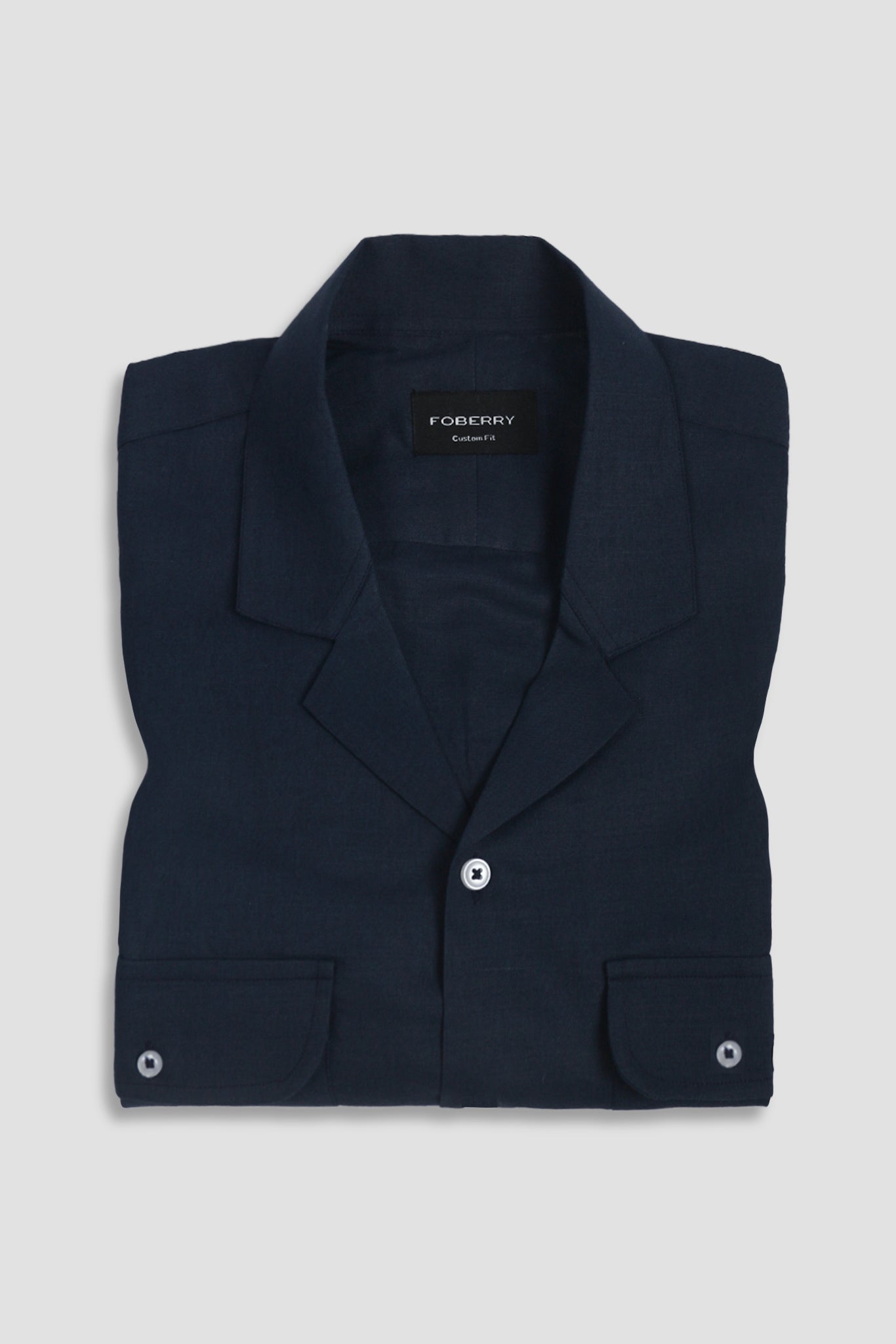 Navy Blue  Italian Linen - Safari Shirt