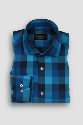Dual Blue Grid Check Shirt