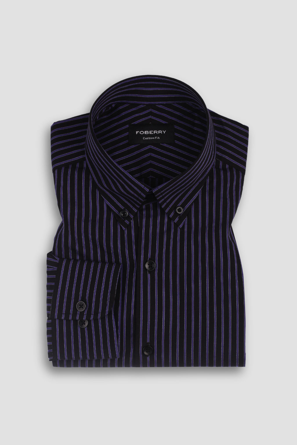Electric Purple Twill Striped Shirt