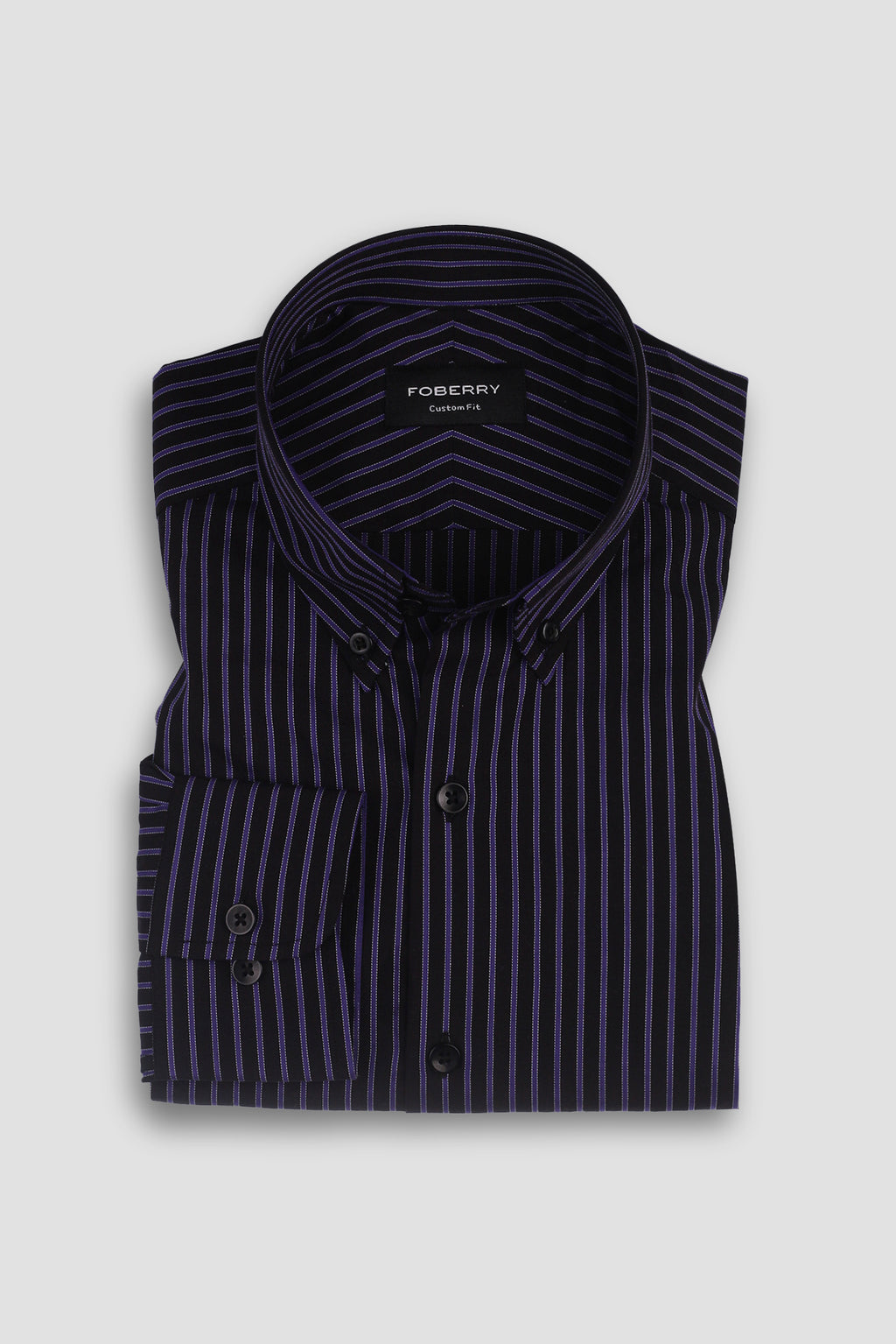 Electric Purple Twill Striped Shirt