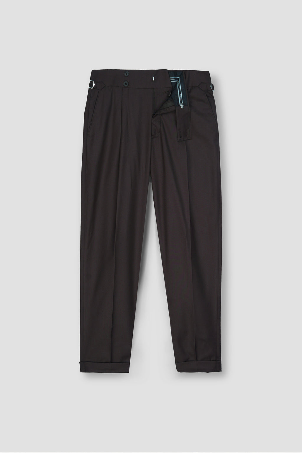 Chocolate Brown Tropical Wool Blended Dress Pant