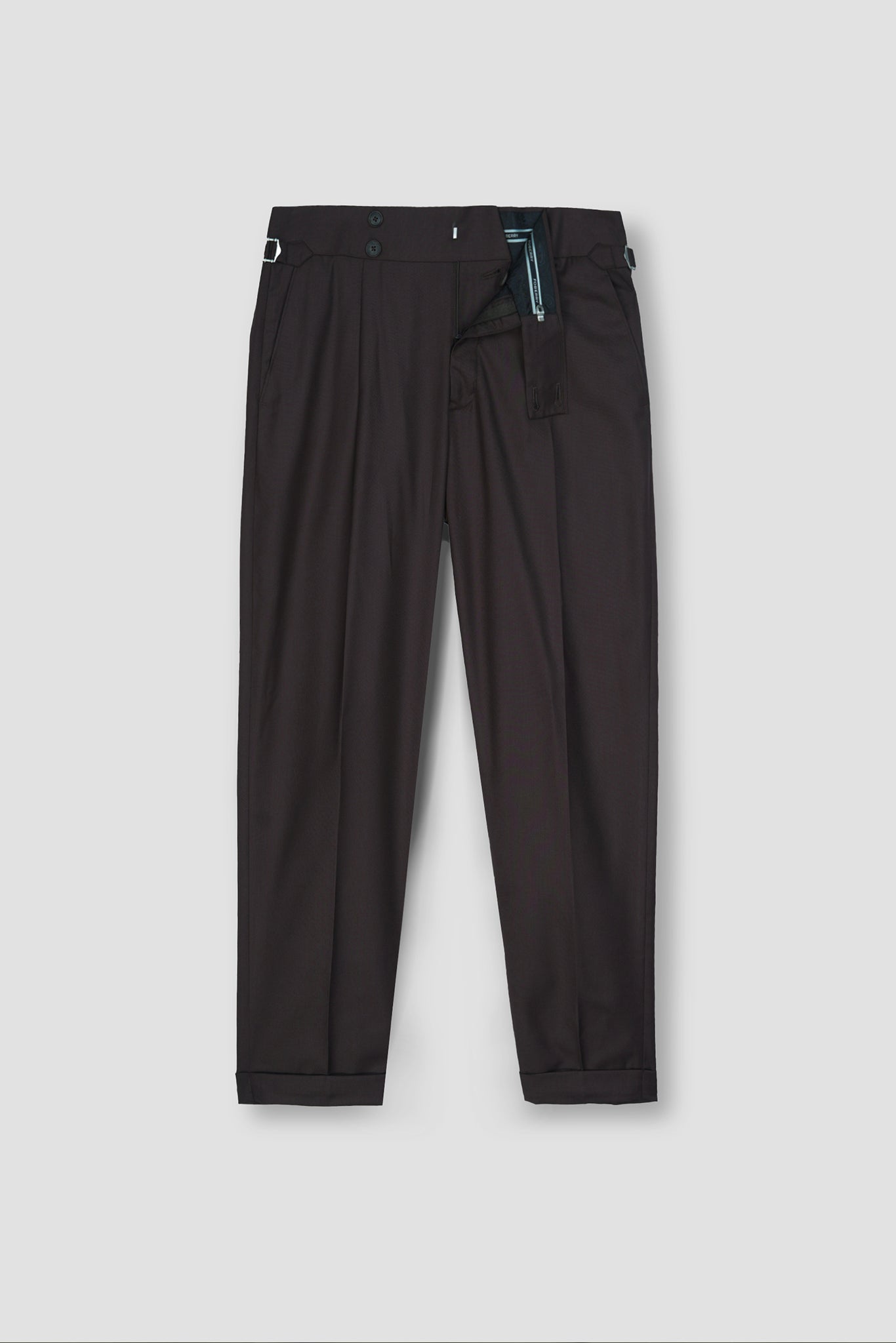 Chocolate Brown Tropical Wool Blended Dress Pant