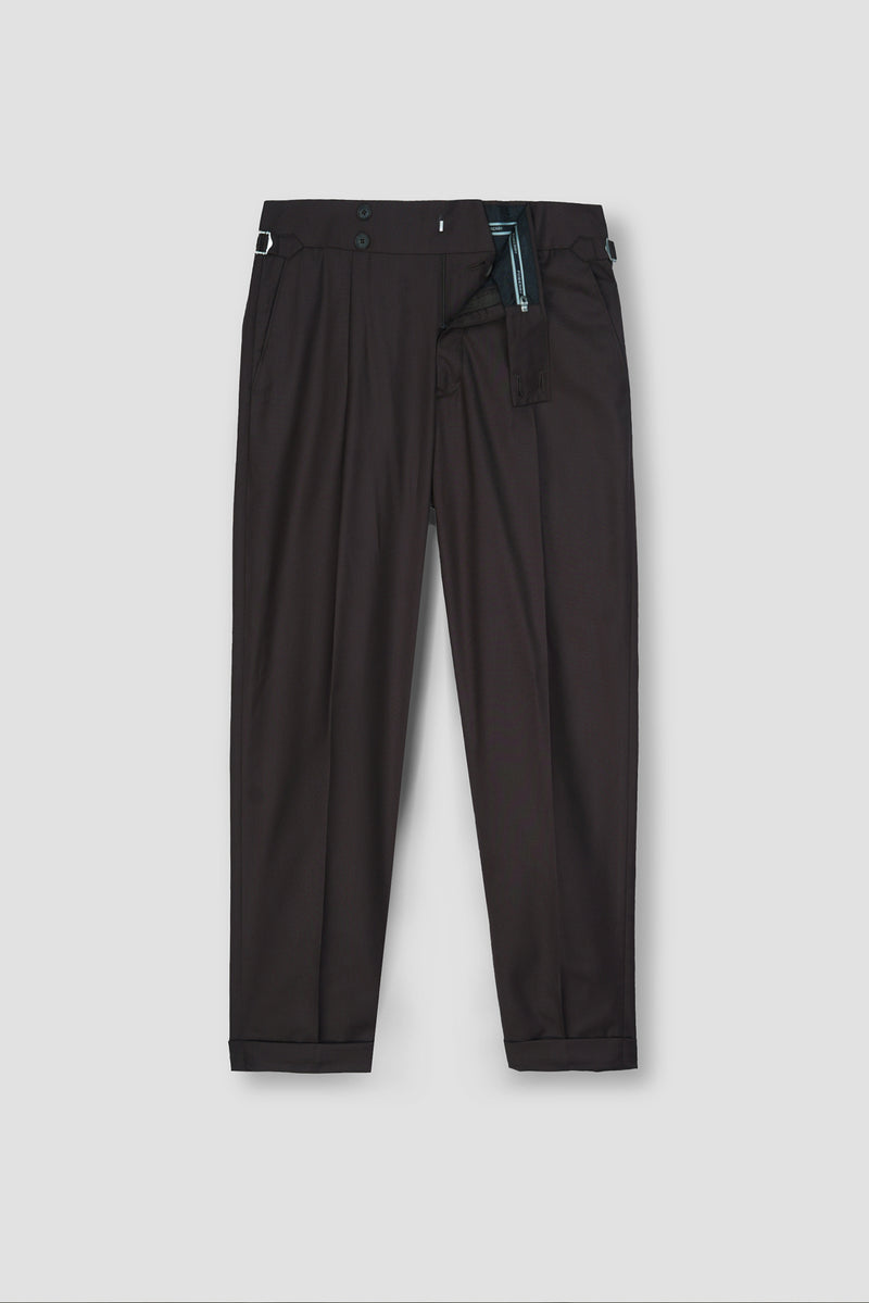 Chocolate Brown Tropical Wool Blended Dress Pant
