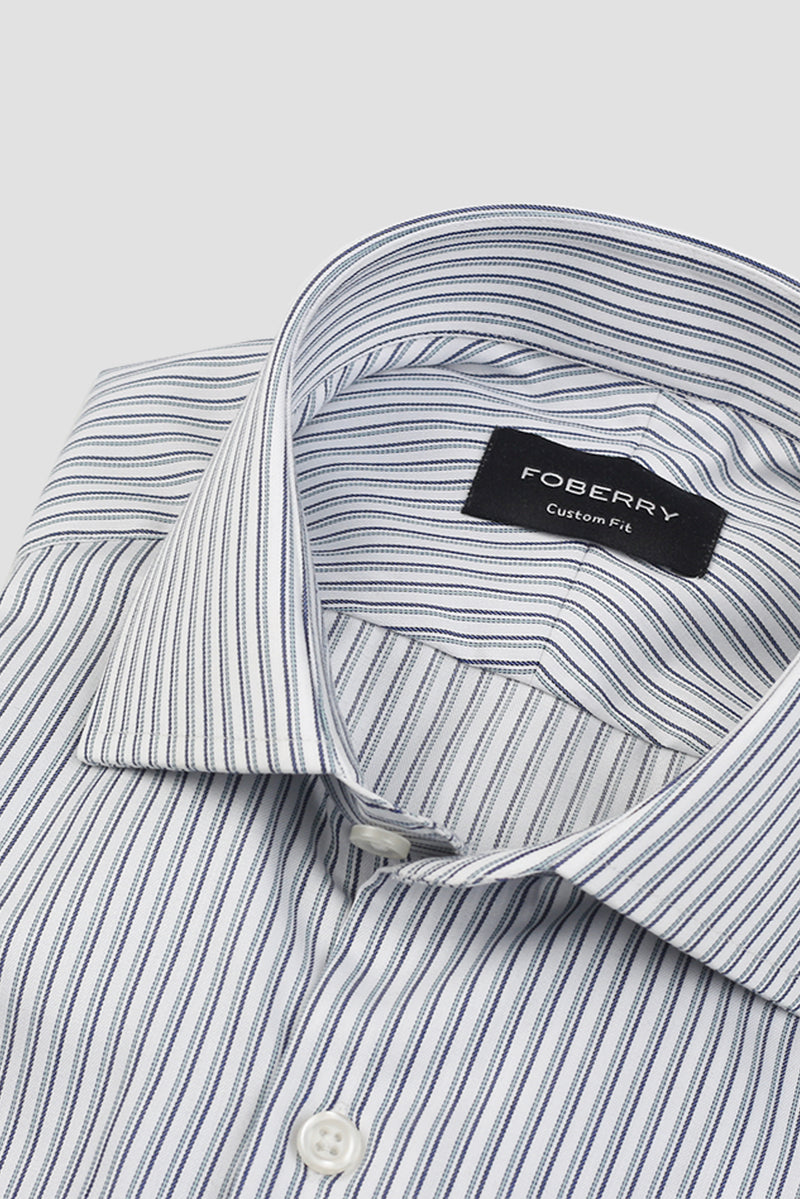 Midnight Blue With Green Parallel Striped Shirt