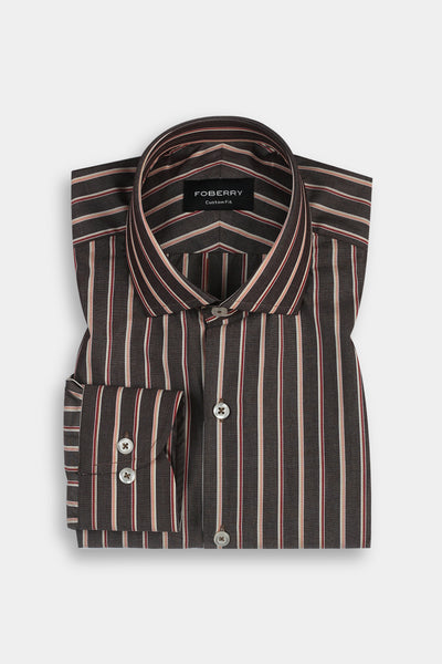 Multi Brown Balanced Striped Shirt