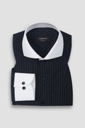 Blue And Black Hairline Striped Shirt