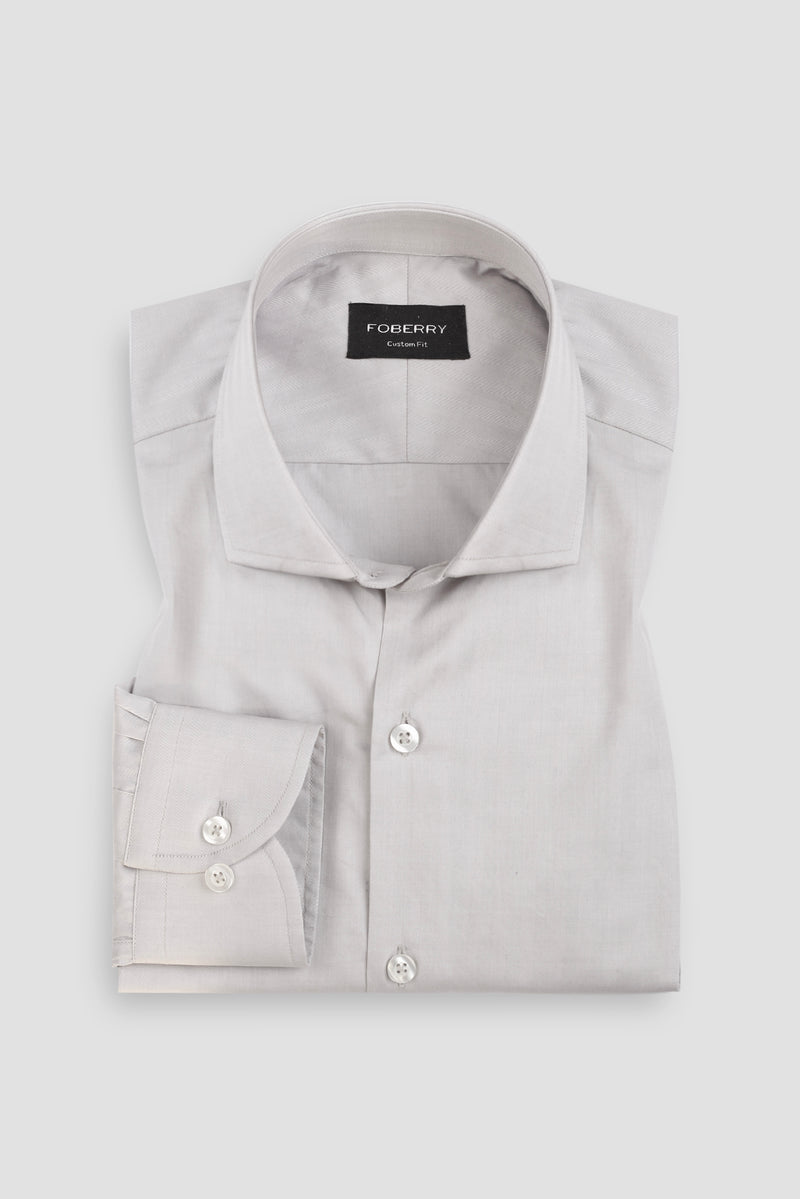 Light Grey Twill Striped Shirt