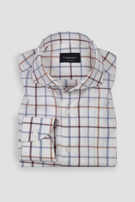 White Multi Windowpane Check Shirt