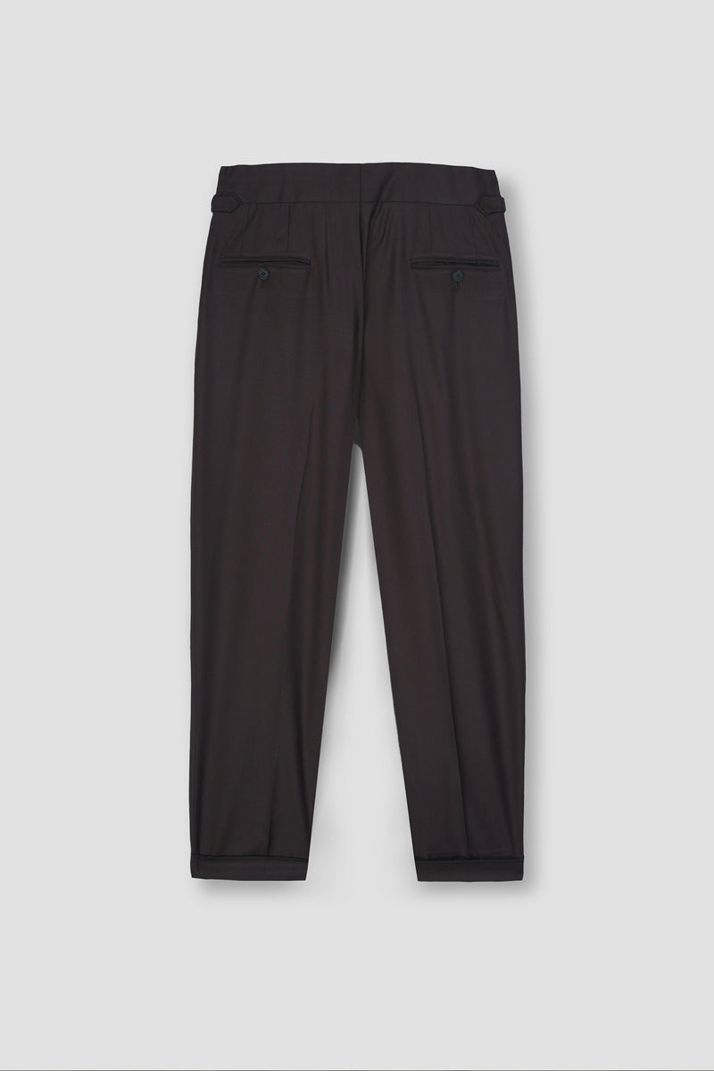 Chocolate Brown Tropical Wool Blended Dress Pant