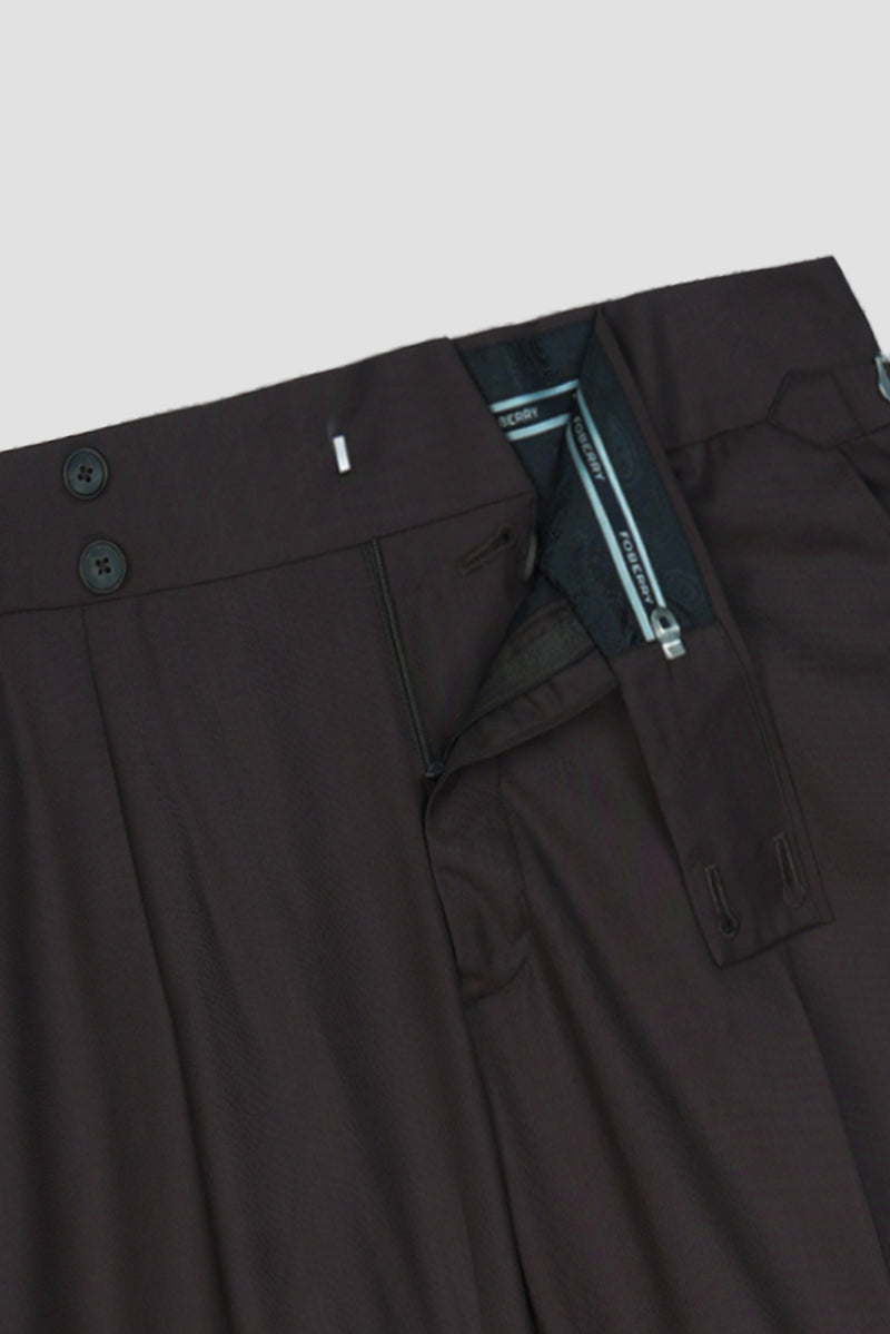 Chocolate Brown Tropical Wool Blended Dress Pant