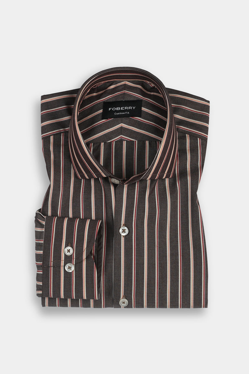 Multi Brown Balanced Striped Shirt