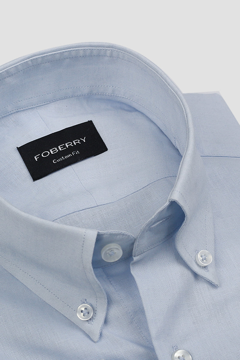 Soft Ice Blue Linen Shirt
