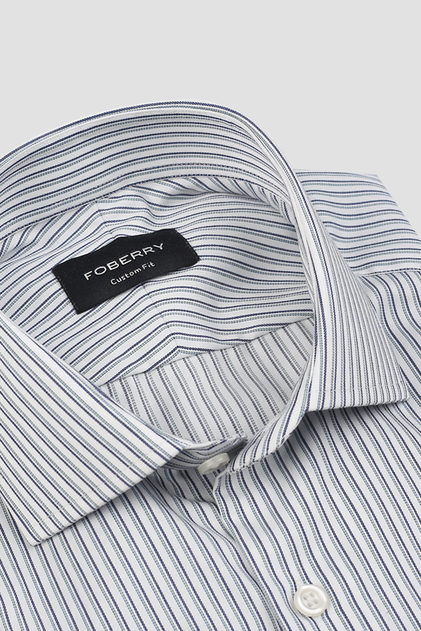 Midnight Blue With Green Parallel Striped Shirt