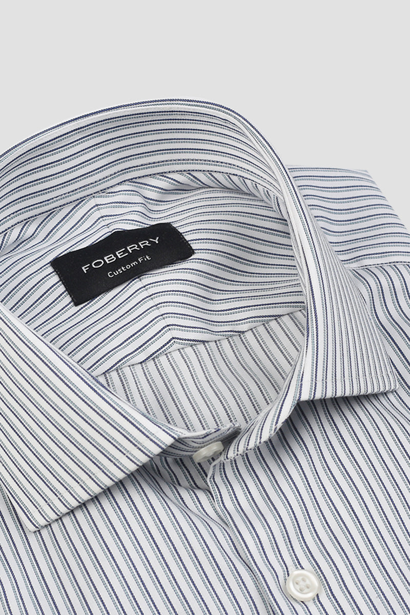 Midnight Blue With Green Parallel Striped Shirt
