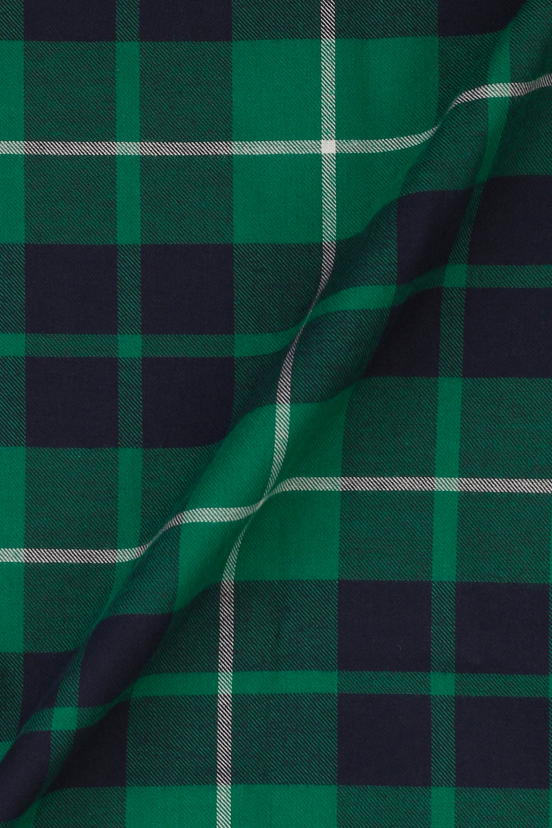 Bottle Green & Blue Grid Winter Flannel Shirt