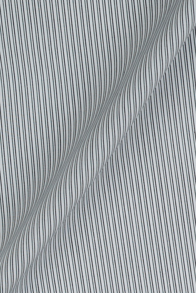 Charcoal Green Pencil Supima Cotton Stripes Shirt