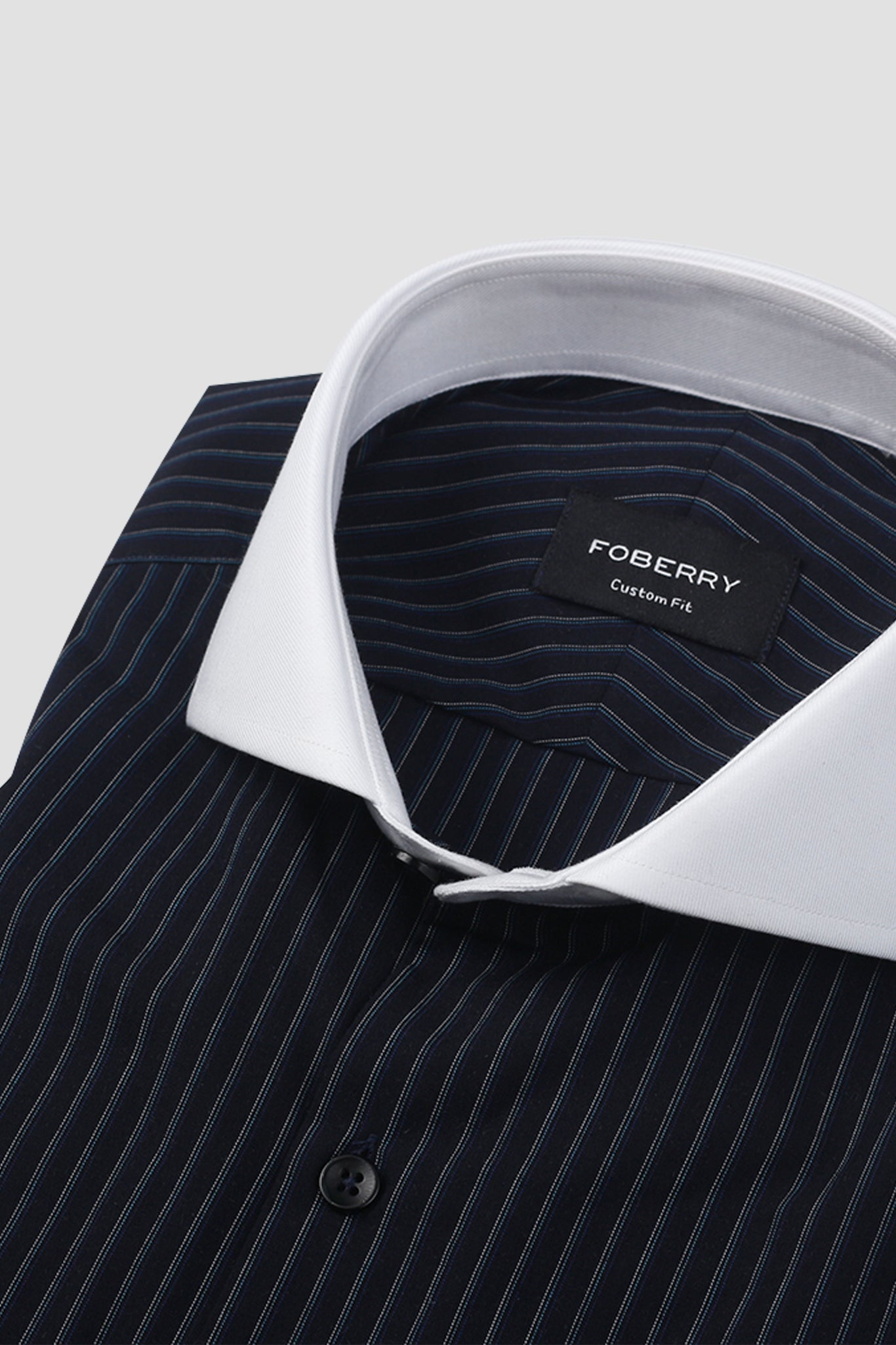 Blue And Black Hairline Striped Shirt
